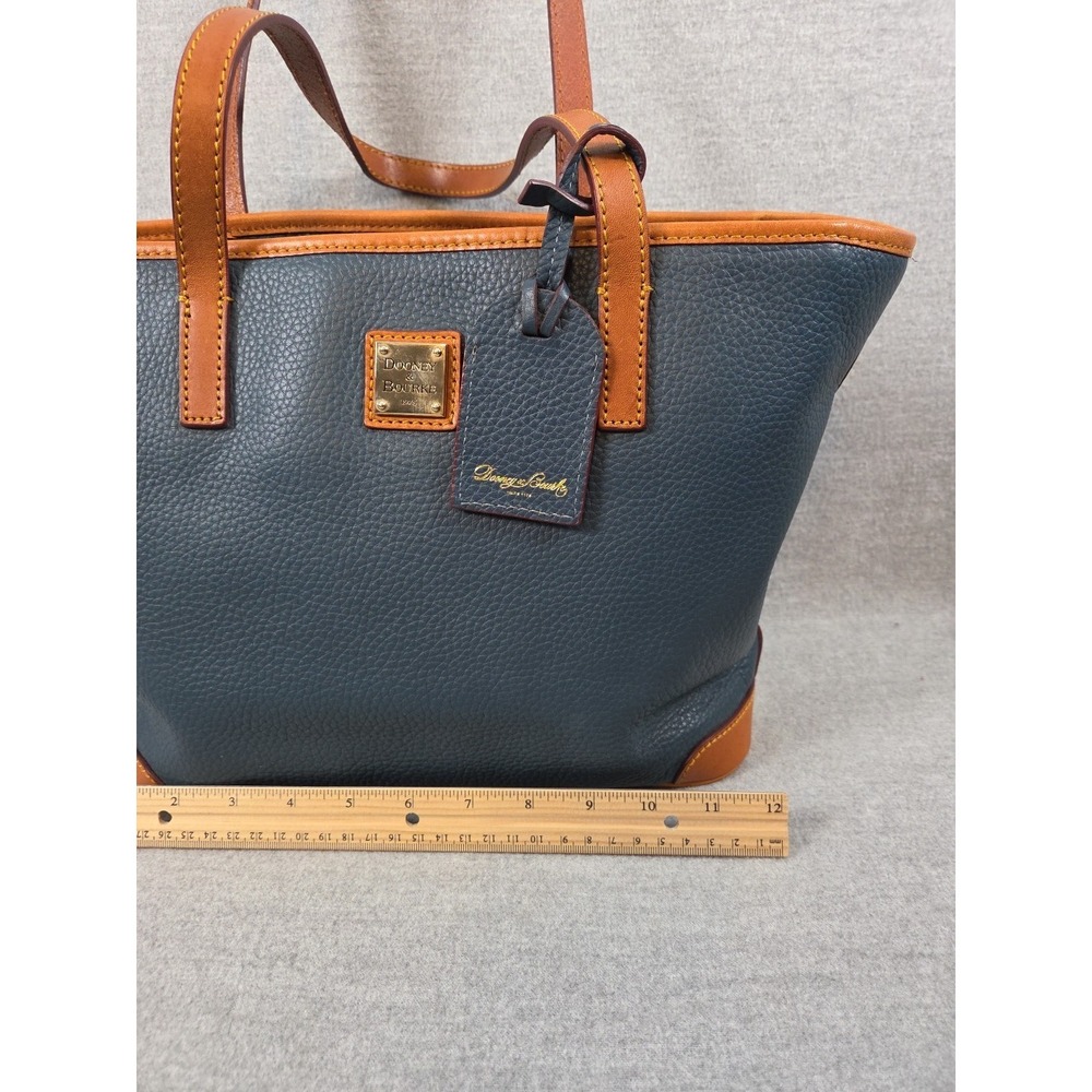 Dooney & Bourke Charleston Tote Bag Navy Blue Pebbled Leather Purse Handbag Logo - Picture 4 of 12
